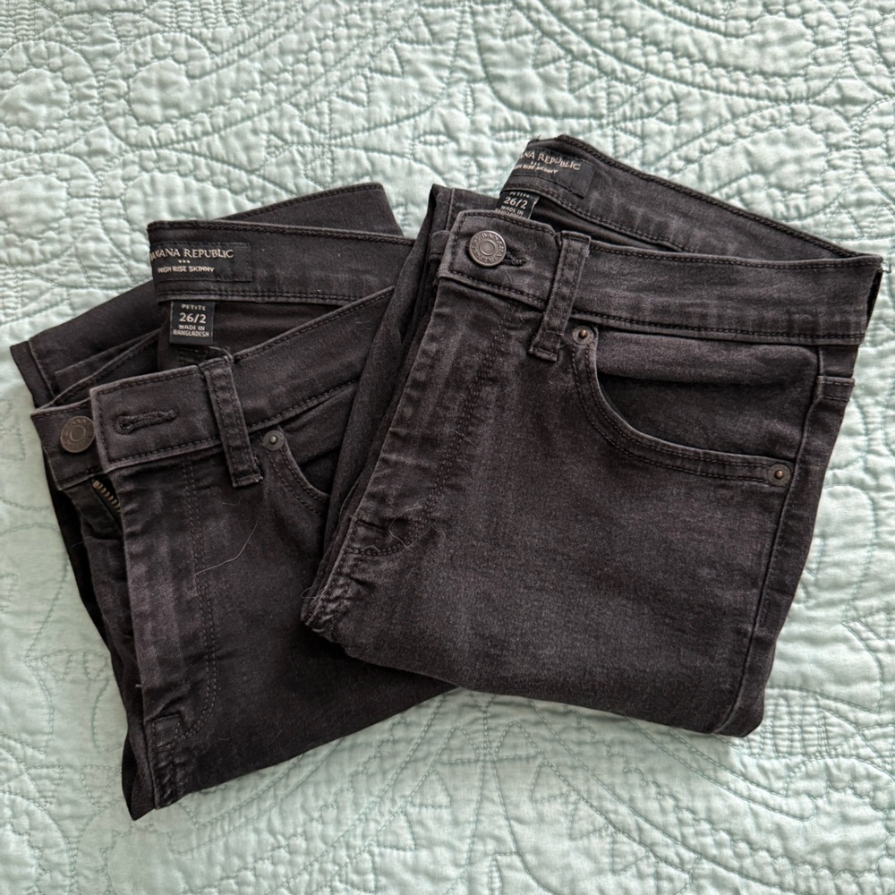 2 pairs High Rise Banana Republic Black Denim stretch skinny jeans - 26/2P